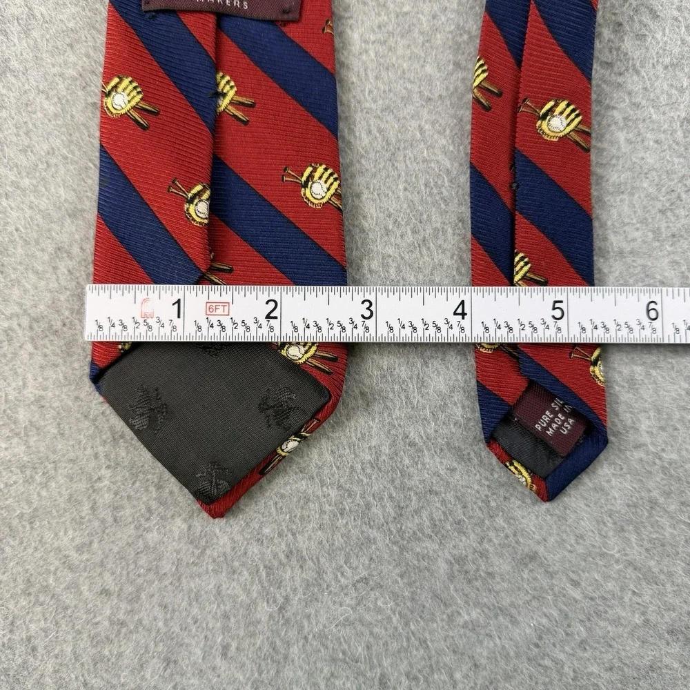 Vintage Brooks Brothers Makers Boys Baseball Tie Silk Red Navy Stripe 45x2.75